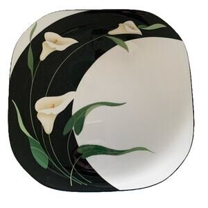 Sango Quadrille #5101 Black Lilies DINNER Plates 10 3/4” Set of 6 Korea
